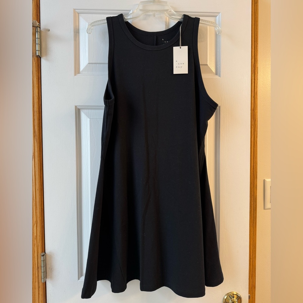 A New Day Black Sleeveless Skater Dress Size L/XL